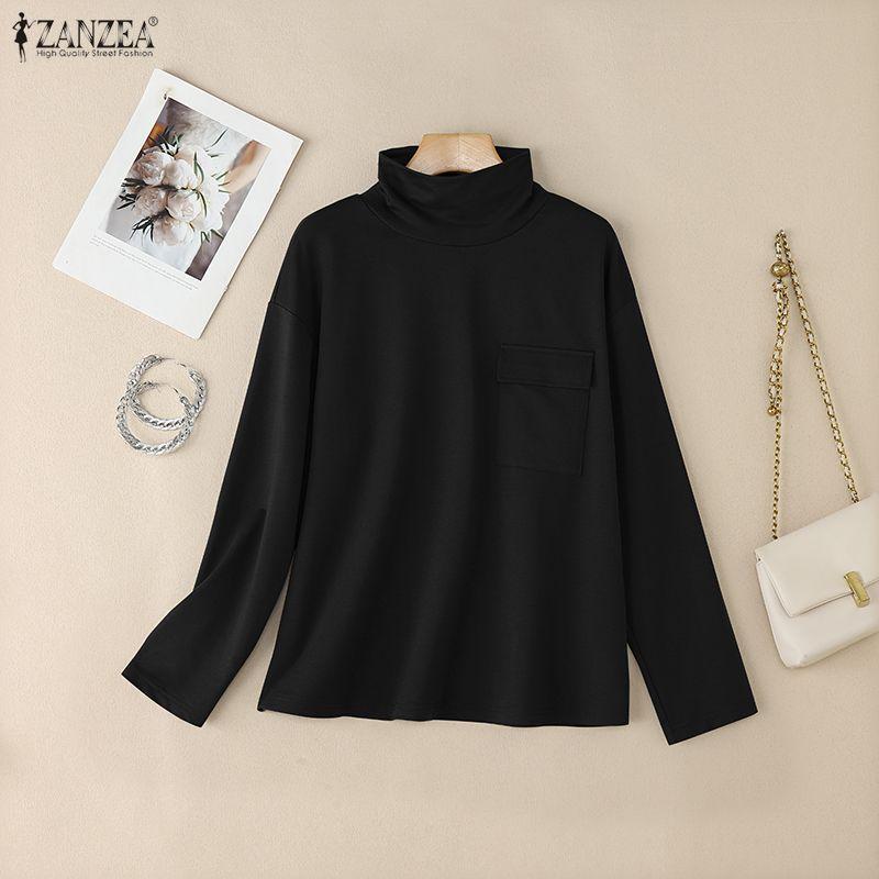 ZANZEA Women Turtleneck Casual Long Sleeve Bottoming Blouse