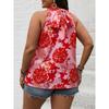 Nuova Maglietta a Maniche Corte con Stampa Senza Spalle da Donna con Scollo Halter Incrociato e Allacciatura sulla Schiena, Maglietta Pullover Estiva Casual alla Moda, Maglietta Larga Traspirante Plus Top