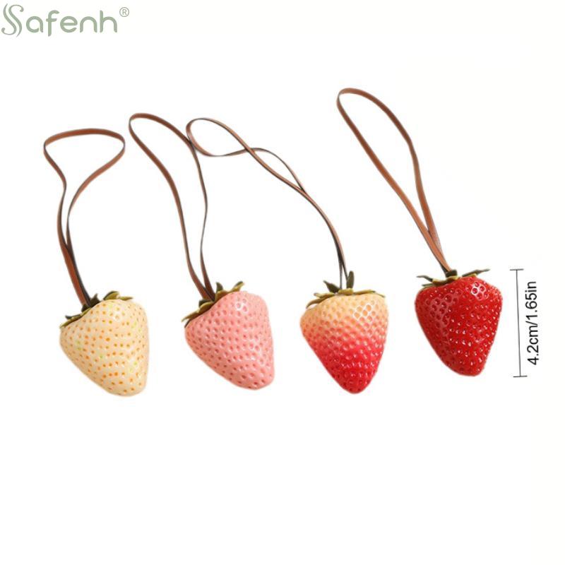 Simulation Resin Strawberry Bag Pendant Unique Fruit Decorative Charms for Couples Handbag Purse Gift