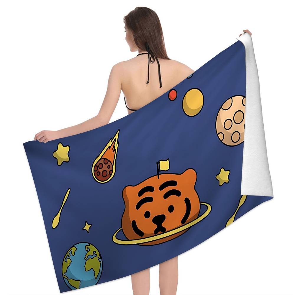 M-MuzikS Luxus T-TigerS Mikrofaser Bedrucktes Strandtuch Bergsteigen Yoga Strand Schwimmen Laufen Saugfähiges Weiches Handtuch