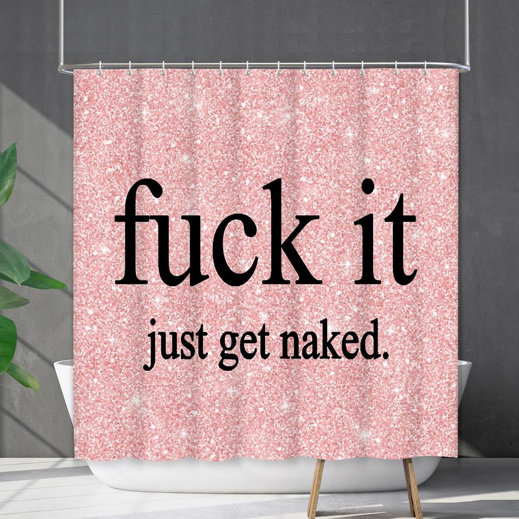Shower Curtain Waterproof And Mildew-Proof Digital Printing English Alphabet Shower Curtain Bathroom Shower Cloth Partition Curtain Free Of Punching