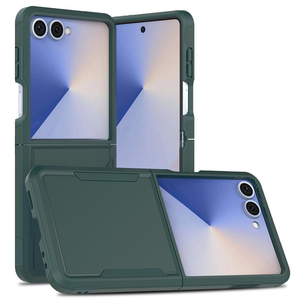 

For Samsung Galaxy Z Flip7 5G Case 2 in 1 PC+TPU Shockproof Phone Cover Dark Green
