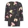 Women's Fashion Casual Floral Print V-Neck Short Sleeve Decorative Button Three-quarter Sleeve T-Shirt Top