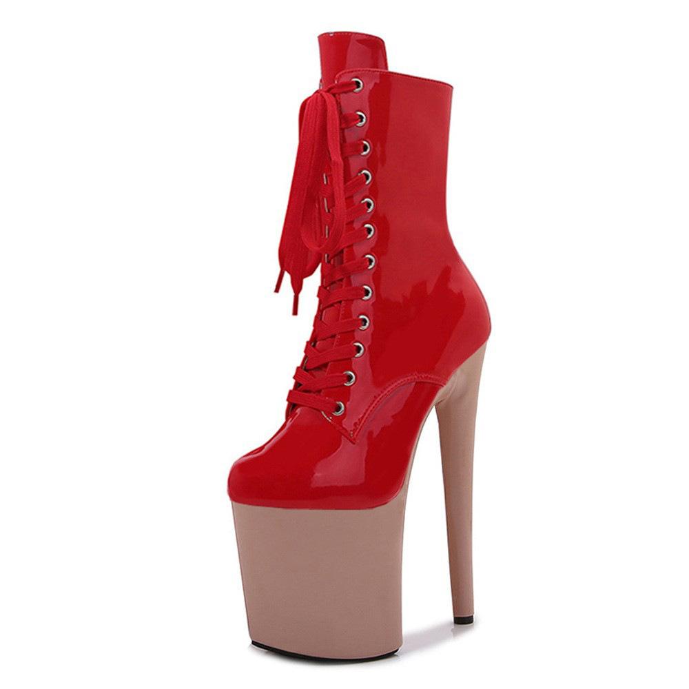 Shoes Women's Patent Leather Short Boots - 20cm Ultra High Heel with Platform, for Pole Dance, Runway, Nightclub - 26 Color Choose