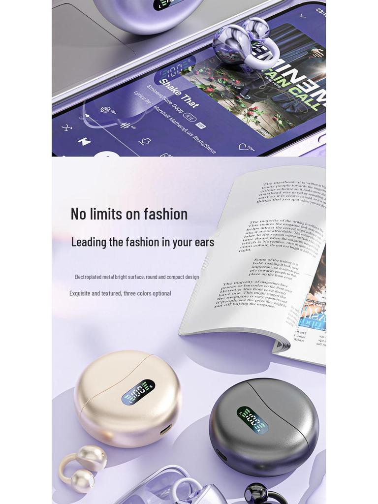 M79 Bluetooth 2024 Clip-on In-Ear Bone Conduction Earphones for Running & Sports