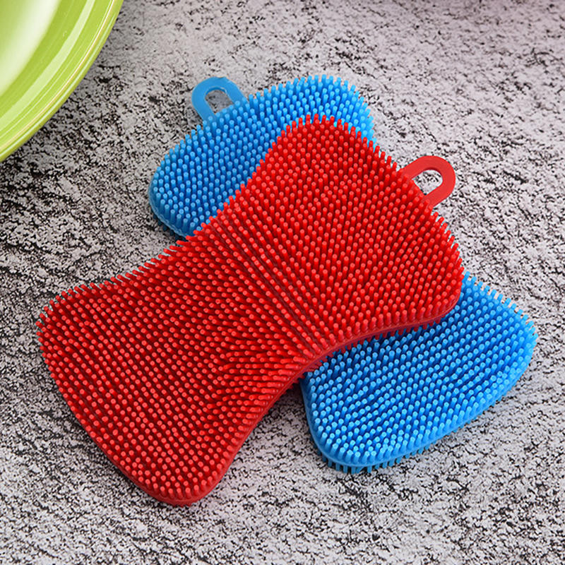 1/5Pc Silicone Dish Washing Brush Pot Pan Sponge Kitchen Cleaning Scouring Pad Vegetable Fruit Wash