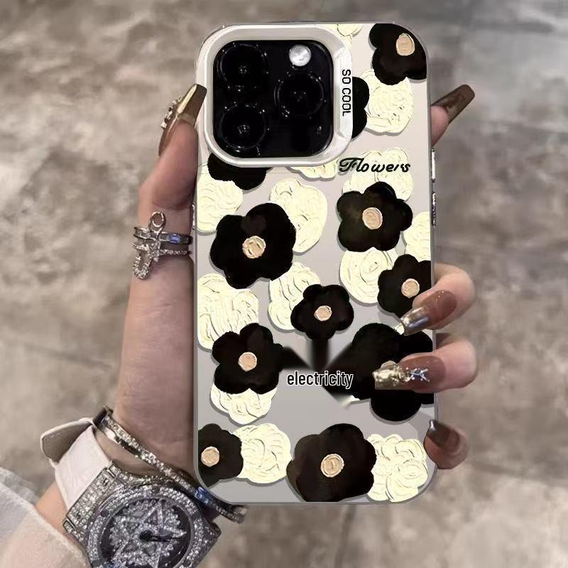 Silver Floral Cross Phone Case for Apple 17/16/14pro/15promax/13/12/11X