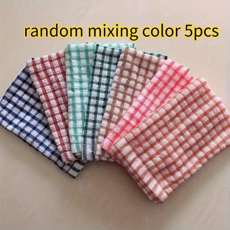 Набор из 5 супервпитывающих клетчатых кухонных полотенец - Быстросохнущие многоразовые кухонные тряпки для посуды, столешниц, универсальные для всего дома