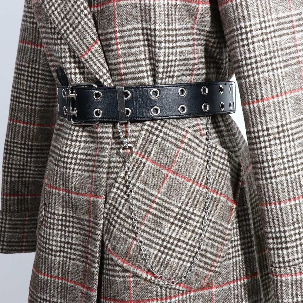 Personality Luxury Women Zinc Zinc Alloy Men Double Row Jeans Decorative Belt Chain Leather Belt Waist Belt