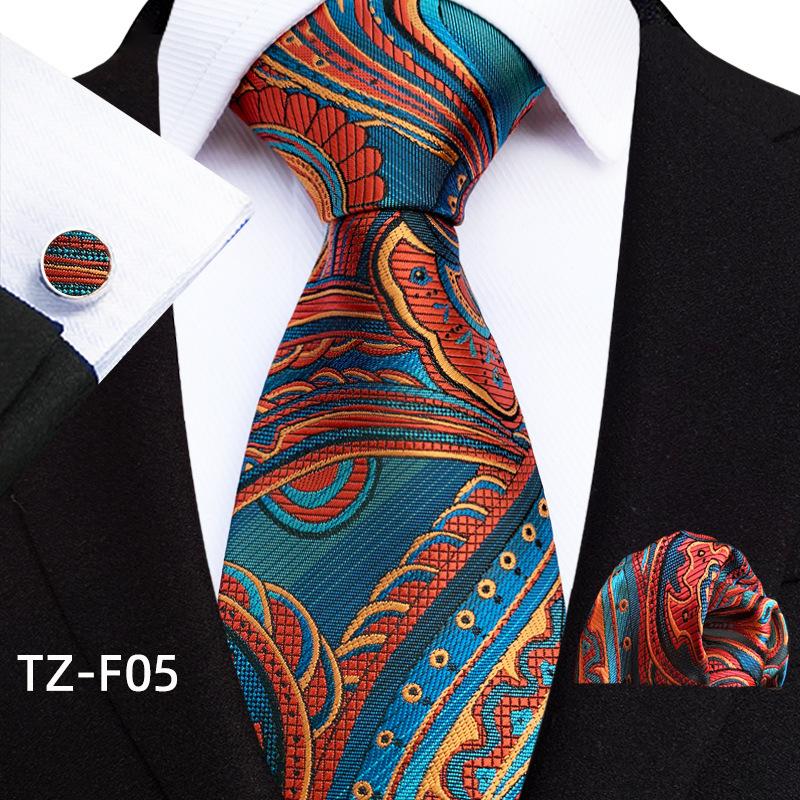 Paisley Waist Flower Men'S Tie Pocket Towel Cuff Three-Piece Set