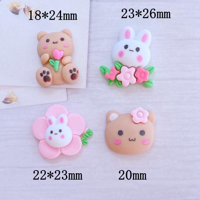 10Pcs New Mini Cute Cartoon Bear/Rabbit Series Flat back Resin Cabochons Scrapbooking DIY Jewelry Craft Decoration Accessorie