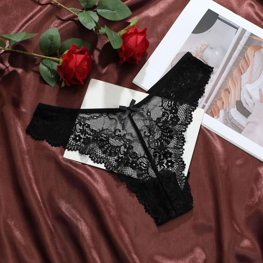 Low Waist Women Lace Flower Briefs Cotton Crotch Floral Underpants Lace Thong Panties Underwear