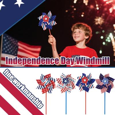 10 Pack Pinwheels Patriotic Decorations, American Flag Stick Wind Spinners With Stake For Independence Day, Memorial Day Julys Of 4th Party Supplies