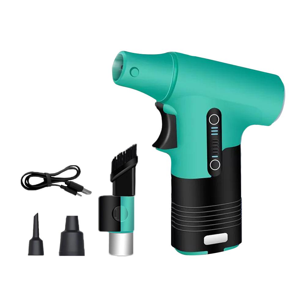 

3-скоростной ручной воздуходув с функцией всасывания и нагнетания воздуха, 120000 об/мин, бесщеточный струйный вентилятор, мощная турбовентиляторная воздуходувка, пылеуловитель со сжатым воздухом зелёный