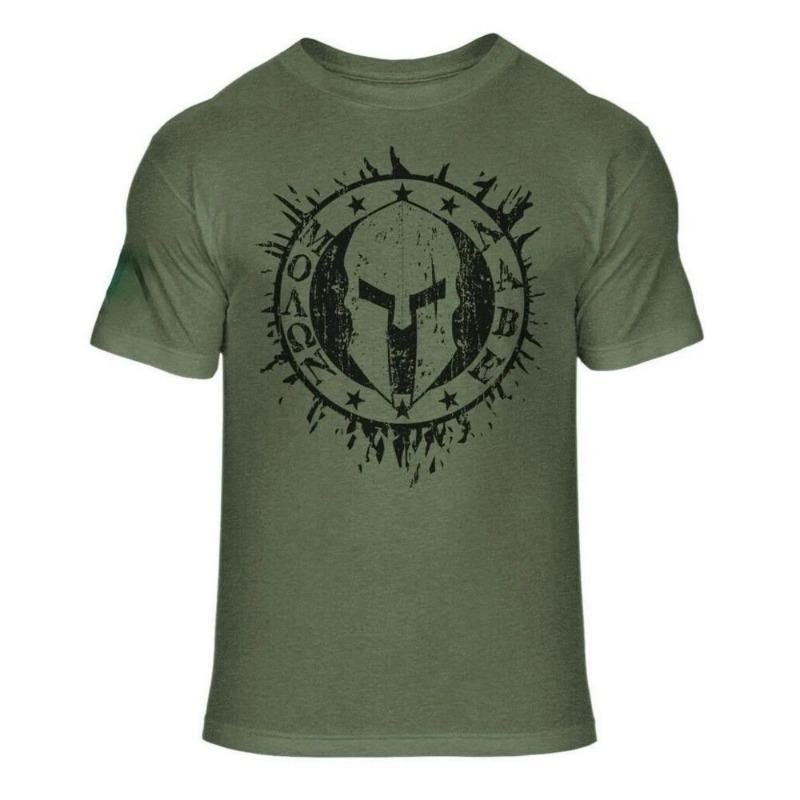 Men's Comfortable and Breathable Round Neck T-shirt Spartan Warrior Print Pattern Suitable for Summer Outdoor Casual Wear