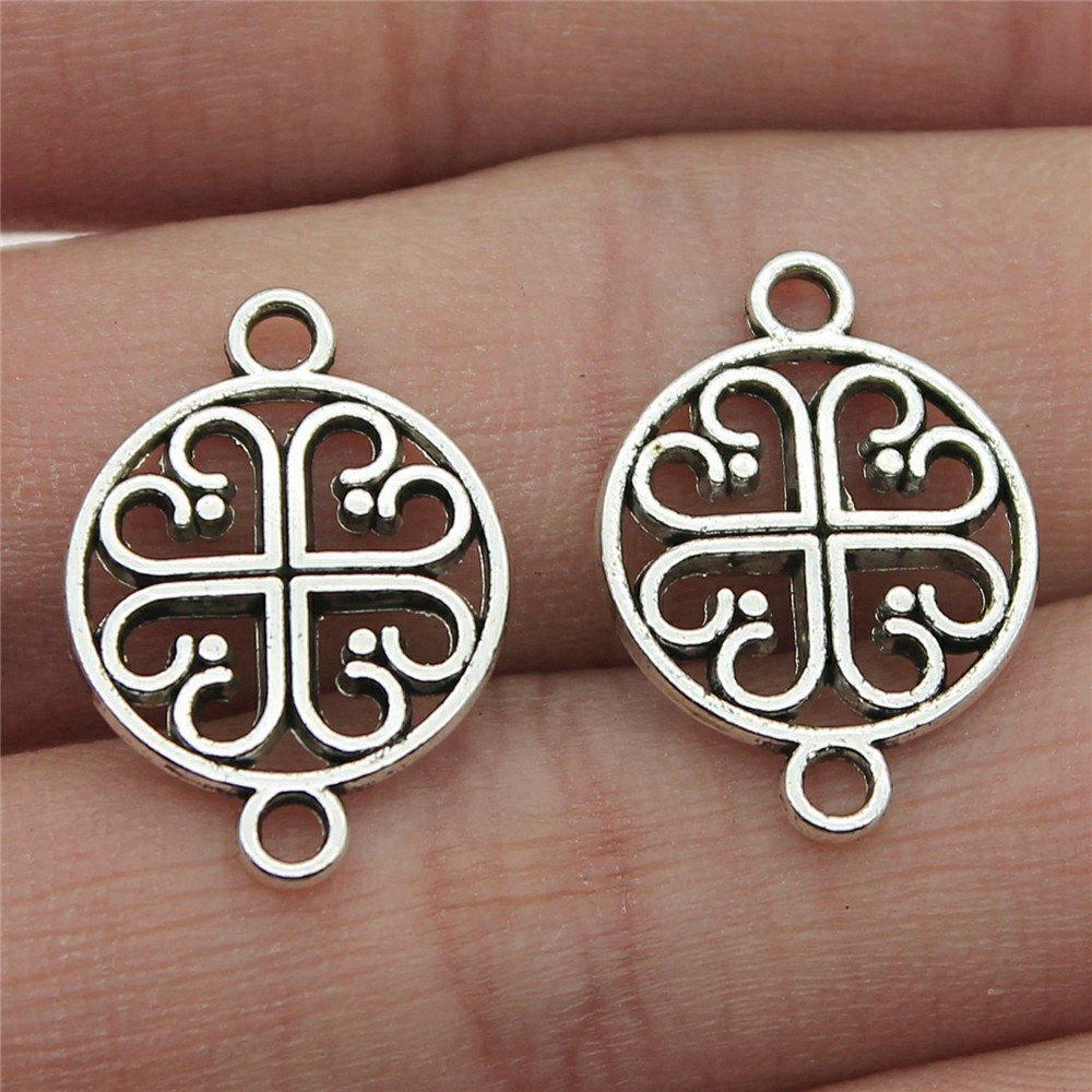 Flower Petal Connectors Botanical Themed Antique Bronze Zinc Alloy Jewelry Making Connect Charms Extender Connectors