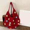 Damen Übersee Strick Blume Hohl Strand Schultertasche
