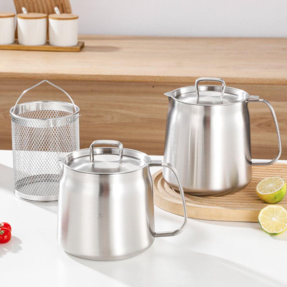 Großer Kapazität Edelstahl Ölfiltertopf Auslaufsicher Frittiertopf Pommes Frites