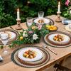 Placemat Thickened Circular Design Bohemian Style Placemat Heat Insulation Oil-Proof Table Mat Reinforced Seam Placemat Dining Decor