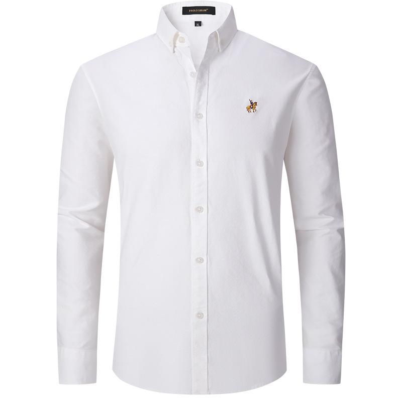 European and American Style Men's Spring Autumn Top 100% Cotton Shirt Long Sleeve Business Menswear