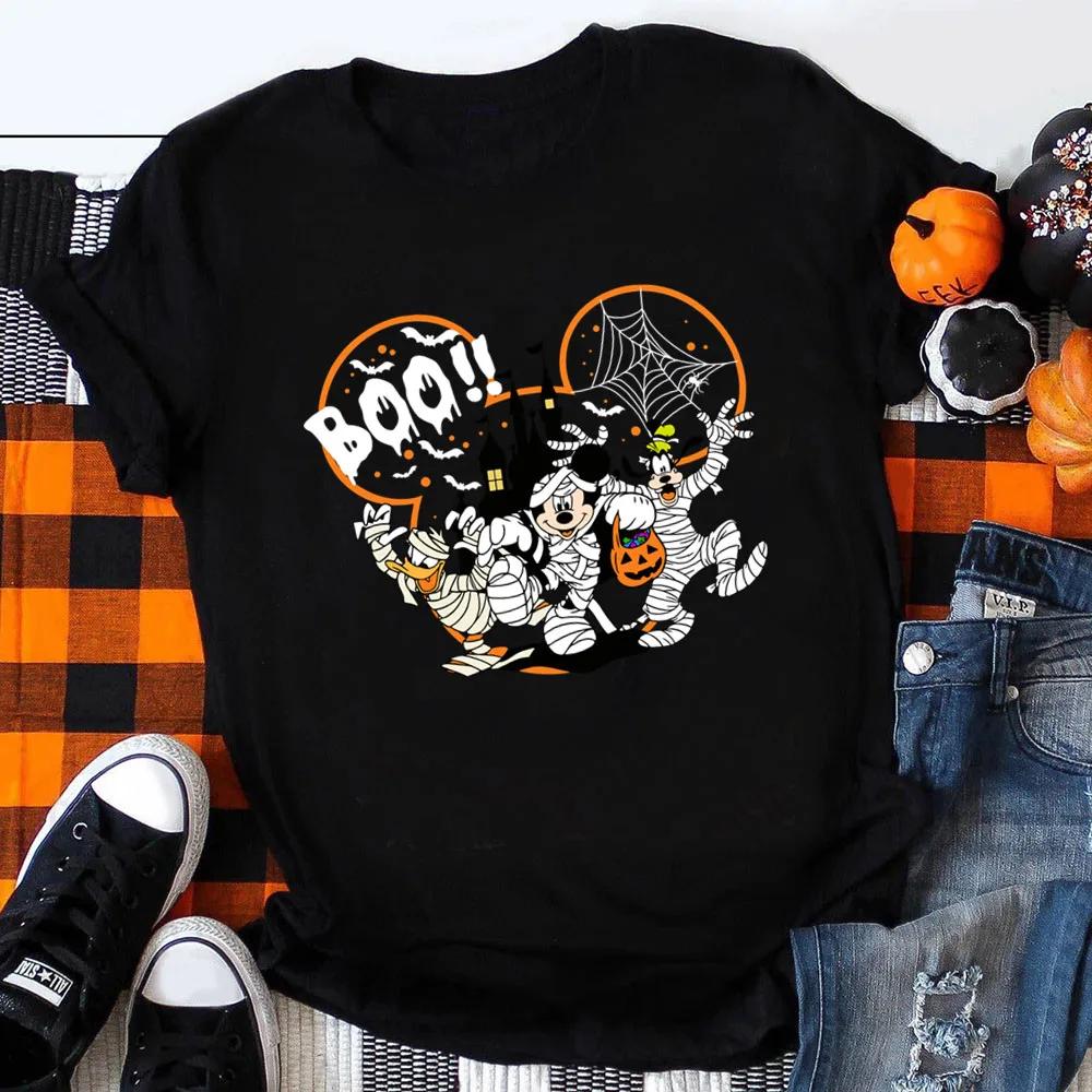 Halloween Trendy Casual Tshirt Unisex Pattern Cartoon Tshirt Holiday Atmosphere Holiday Costume Black Tops Autumn