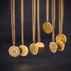 12 Sternbild-Symbole Runder Kreis Anhänger Halskette Edelstahl Goldfarbe Münze Sternzeichen Choker Schmuck Geschenke