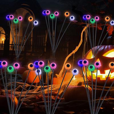 Yousheng Solar Eyeball Lights Halloween Outdoor Stake Lights Colorful Glowing Ghost Eye Design Waterproof Decorative Lights for Garden Lawn Yard