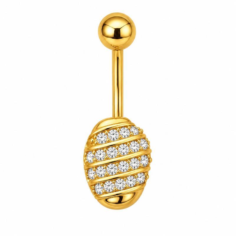 Belly Button Rings Gold Plated Shiny Cubic Zirconia Skin-friendly Durable Navel Ring for Beach Travel Daily Use