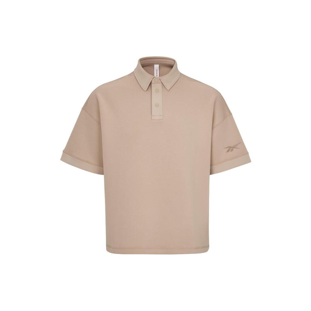 Reebok Beats Polo Series Solid Color Casual Loose Breathable Short Sleeve Polo Shirt Unisex Tops Khaki 23RCS419UGK0