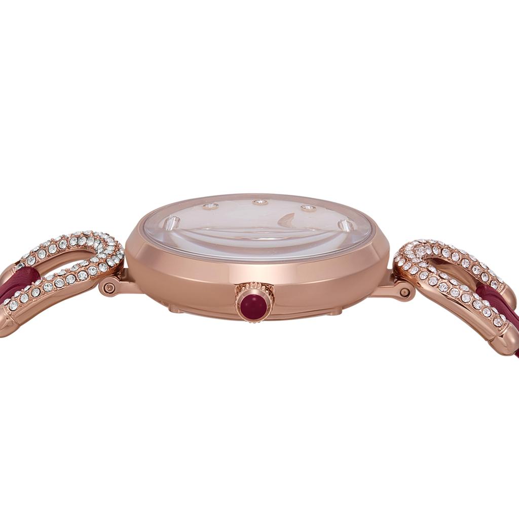 Emporio Armani Burgundy Leather AR11737 Women's Two-Hand Watch,