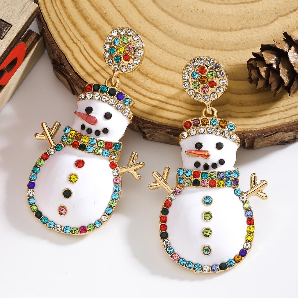 New Christmas Cartoon Snowman Earrings for Party Wear