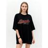 Oversized T-Shirt Black Jungle Living For Yourself Print Casual Streetwear Fashion Top for Women