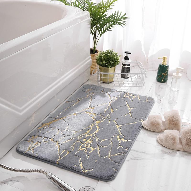Black Marble Bathroom Rug Bathroom Absorbent Bedroom Door Rug Kitchen Balcony Living Room Entrance Carpet Home Decoration