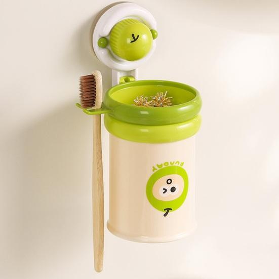 Suction Cup Toothbrush Holder Wall-Mounted No-Drill Cup Holder Magnetic Self-Adhesive Multi-Functional Bathroom Organizer for Toothbrushes Toothpaste