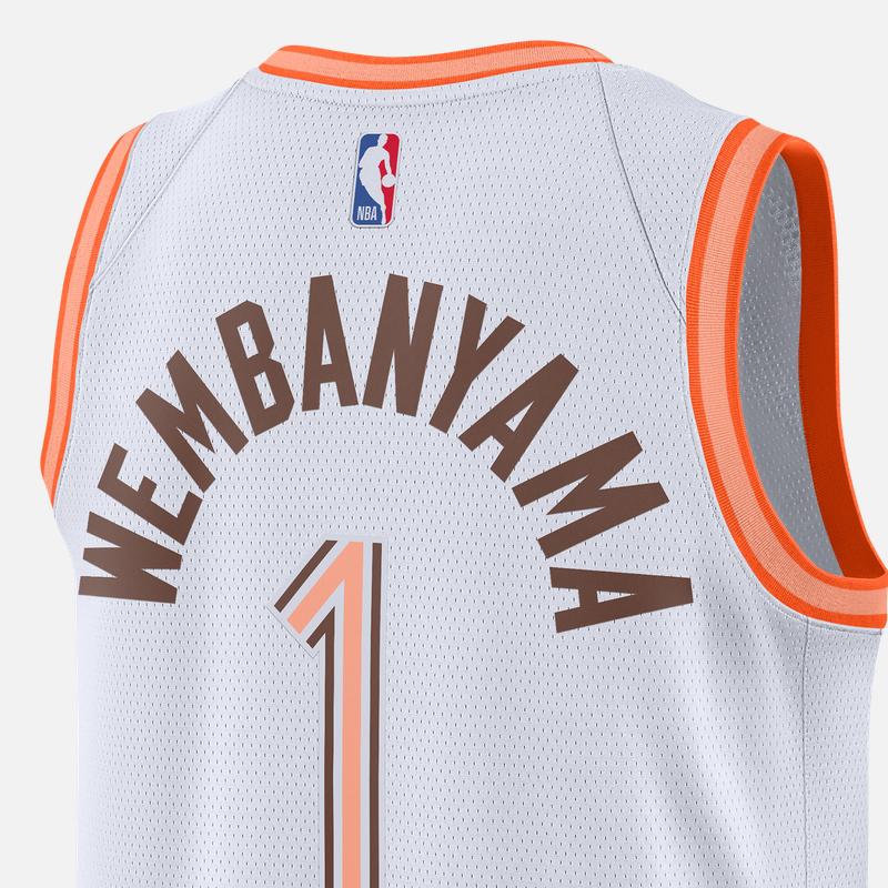 Nike Dri-FIT NBA Wembanyama 1 Spurs 23-24 City Edition SW Jersey Basketball Comfortable Crew Neck Sleeveless Tank Men Jersey White DX8519-102