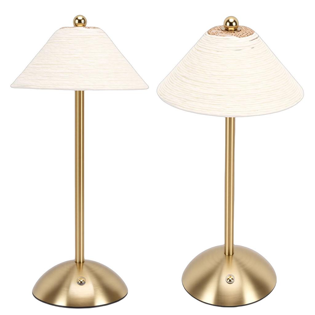 Table Lamp 3 Colors Cordless Handwoven Paper Rope Lampshade Bedside Table Lamp for Bedroom