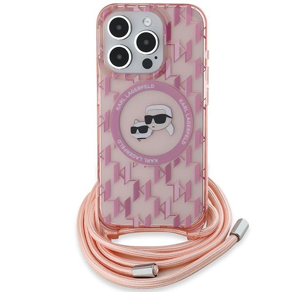 Karl Lagerfeld Klhmp15Lhckcklcp Iphone 15 Pro 6.1 Różowy/Pink Hardcase Iml Crossbody Monogram Karl & Choupette Head Magsafe