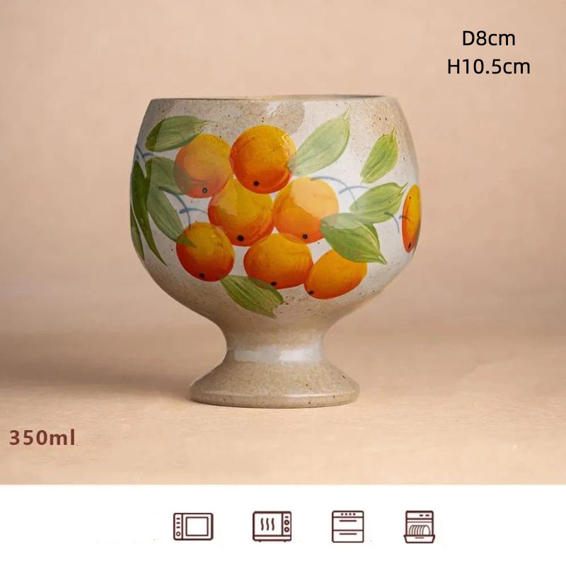 Jingdezhen Hand-Painted Underglaze Ceramic Goblet, Vintage Coffee, Drink & Ice Cream Cup A