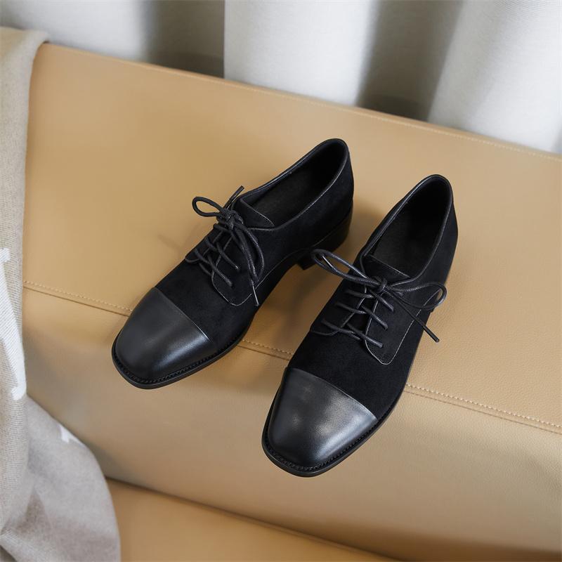 Fashion 2024 Autumn Oxford Women Shoes Genuine Leather Brogues Vintage Lace Up Loafers Casual Retro Shoe for Women Pumps