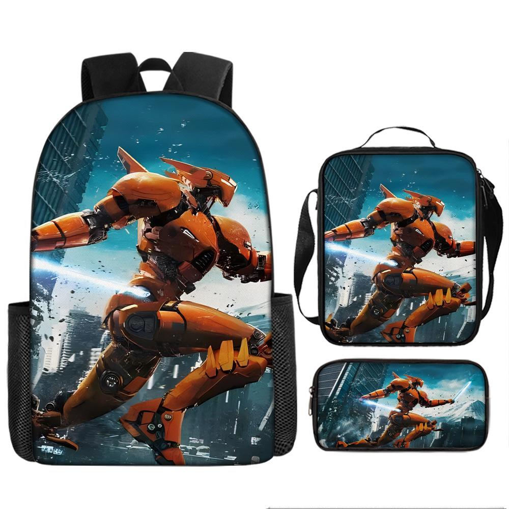 Pacific Rim schoolbag, primary and secondary school students, boys, mecha war, monster backpack, kindergarten burden reduction three-piece set