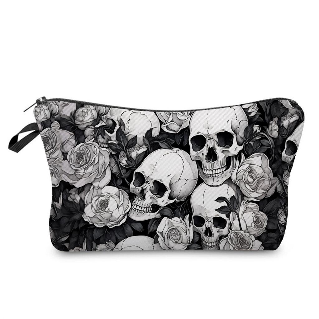 Women Skull Print Cosmetic Bag Toiletries Organize Travel Storage Case 6359