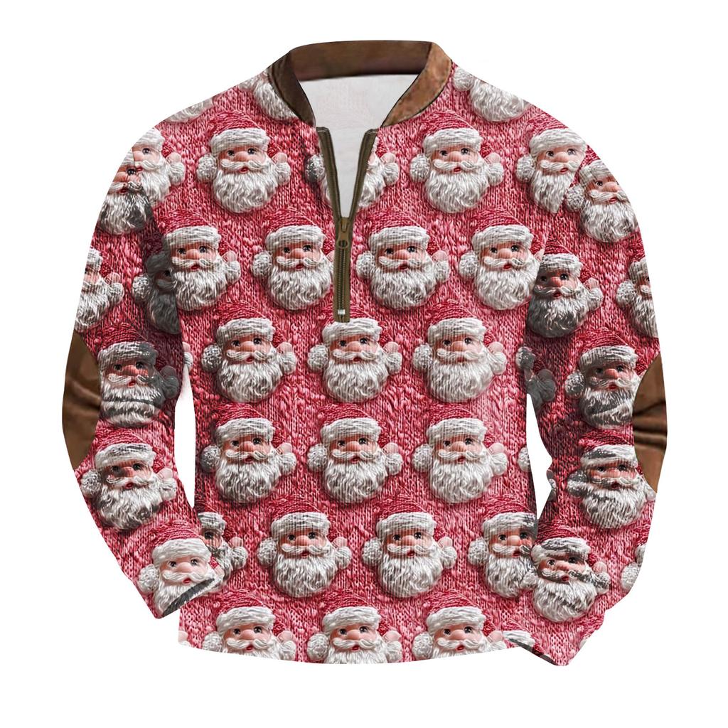 Men's Fashion Christmas Printed Corduroy Zipper Shirt
