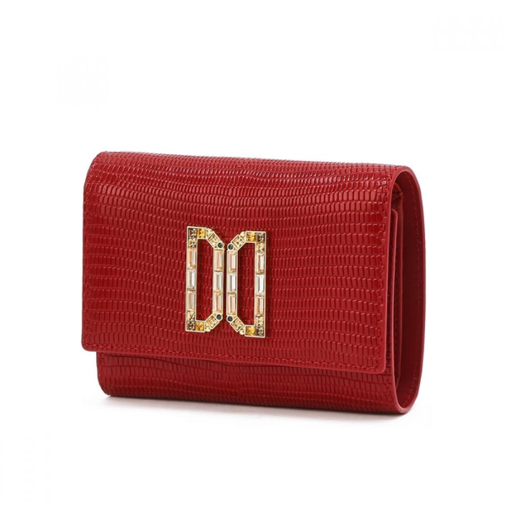 

Daks Red Leather Premium Crystal Decoration Dd Logo Wallet [25ss] Alexa Single option