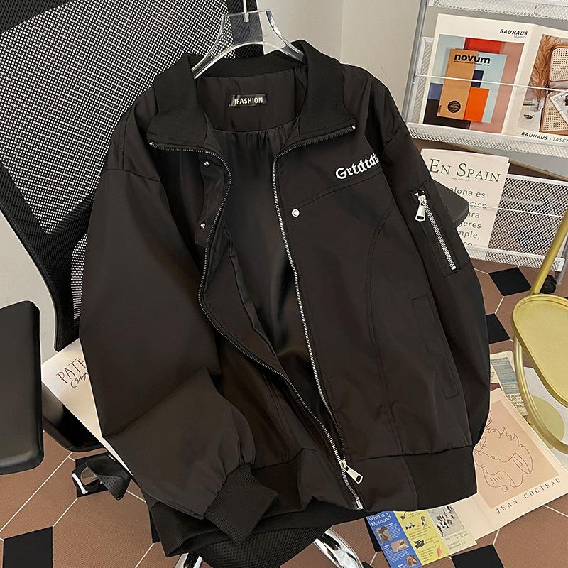 

Весенне-осенняя куртка в американском стиле, повседневная свободная куртка в стиле ретро 2XL чёрный