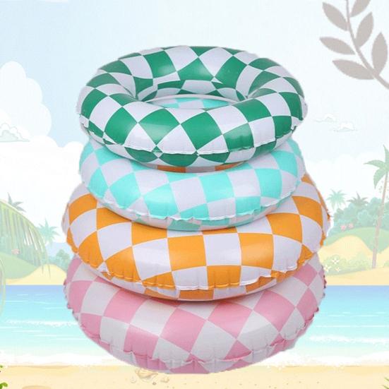 Kids Swimming Ring Thickened Inflatable Safe Swim Trainer PVC Chess Grid Kids Swimming Circle Outdoor Supplies