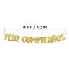 Feliz Cumpleaños Gold Glitter Banner, Spanish Happy Birthday Banner, Fiesta Mexican Themed Birthday Party Decorations