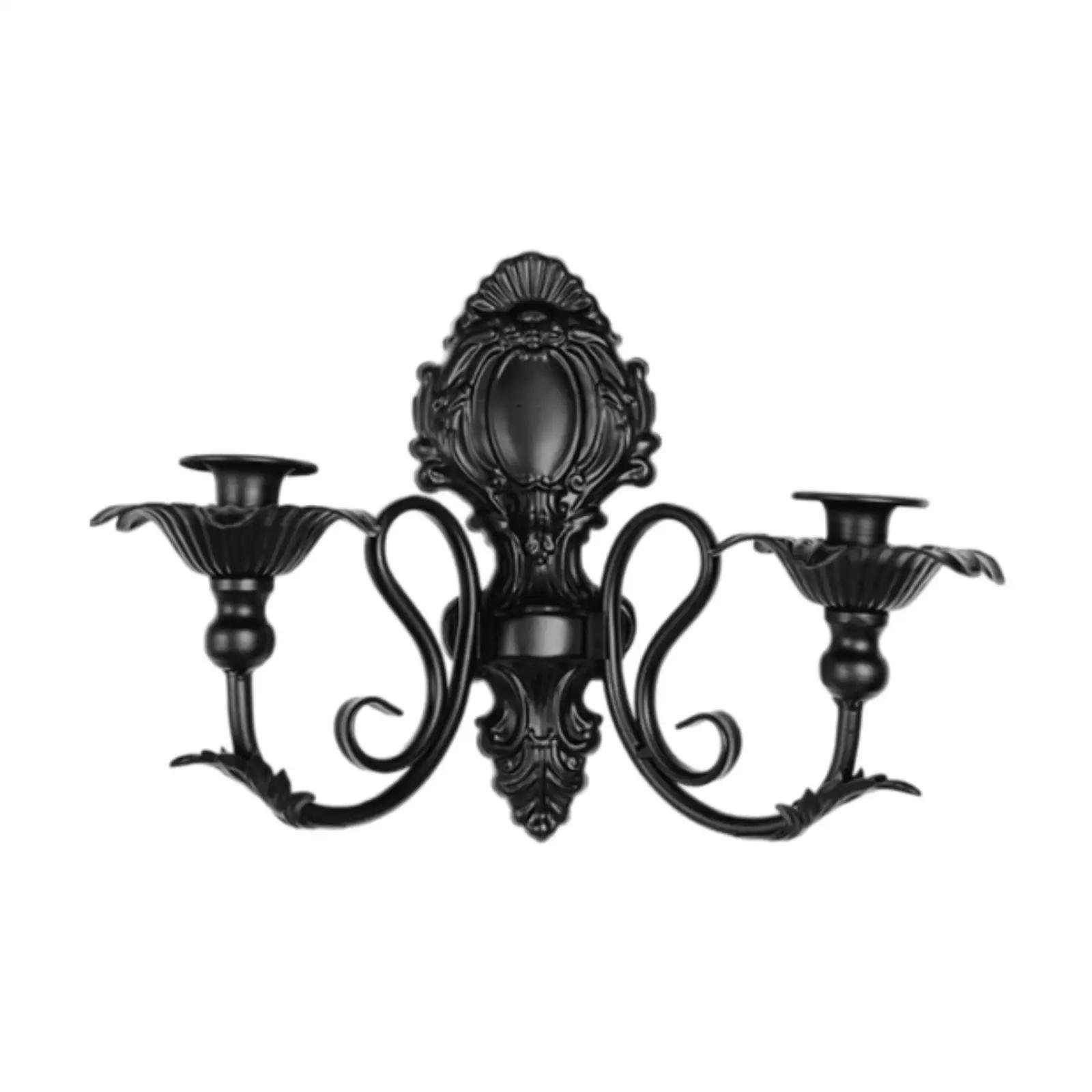 

American retro black wall-mounted candlestick, background wall decoration, candle cup, garden wall hanging item, candle stand