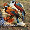 1PC Birds Flowers Umbrella-8-Rib Reinforced, Automatic Open, Lightweight & Durable, Fashion Accessory for Outdoor-D359