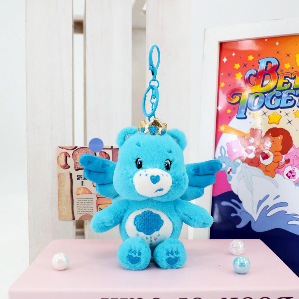 Care Bears Cute Angel Wings 15cm Plush Keychain Stuffed Doll Pendant Kawaii Bag Charm Luggage Accessory Soft Stuffed Animal Key