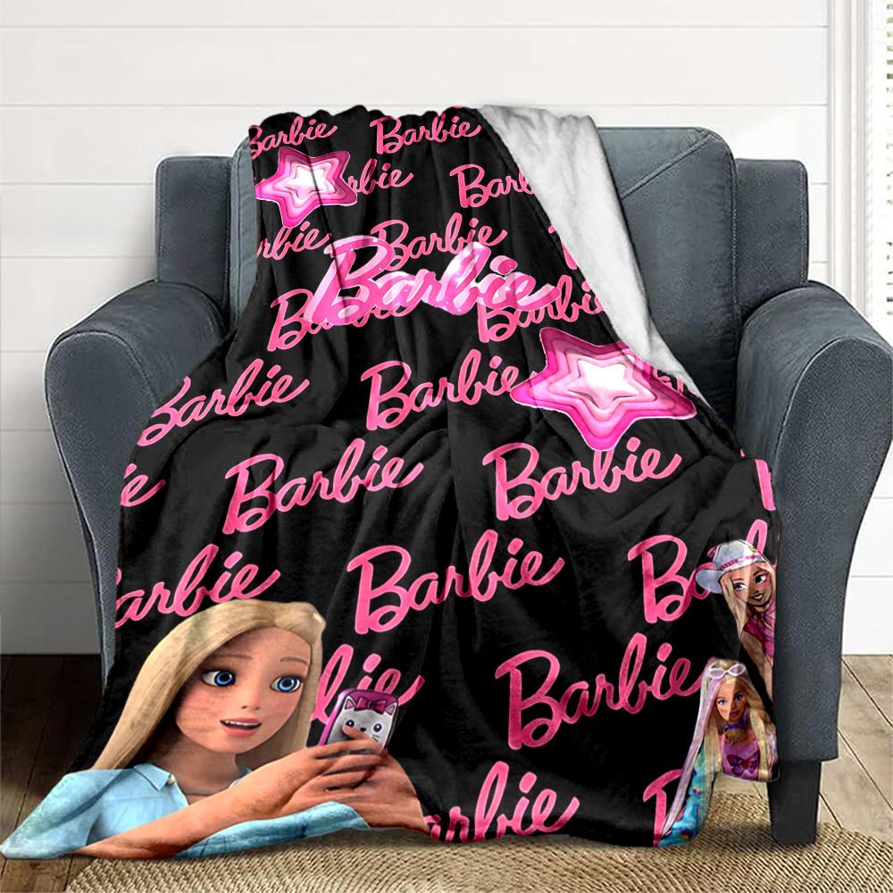 1 peça Cobertor de Flanela Barbie Macio, Quente e Aconchegante para Sofá, Cama, Escritório e Viagem Versátil para Todas as Estações Presente, presente de Natal